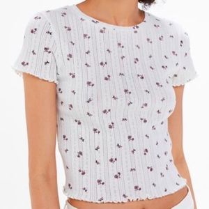 pointelle flower tee💜